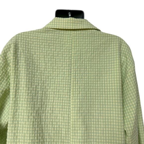 Le Lis Blazer Shorts Crop Top Green Yellow Gingham Plaid Suit 3 Pc Women's S/M - Picture 14 of 16
